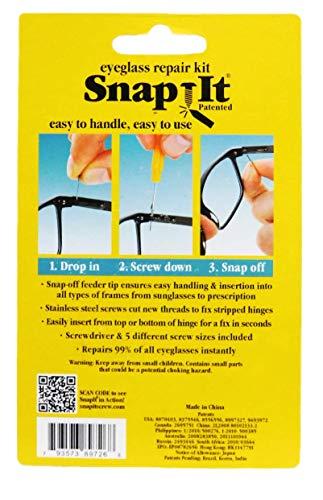 Snapit Snapit EyeGlass Repair Kit, With Long Easy Fit Screws And Micro Screwdriver. Perfect For Fixing Sunglasses, Spectacles, Glasses And Reading Glasses. Used By Opticians.