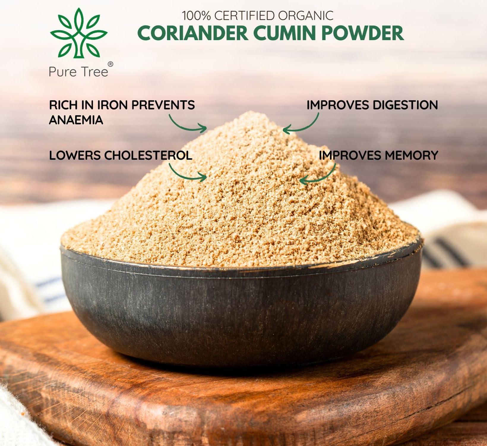 Pure Tree Pure Tree Certified Organic Coriander Cumin Powder | Dhanajiru | 100 g | Dhaniya Jeera | Dhana Jeera | Blend of Cumin Coriander Mixed Spices masala powder