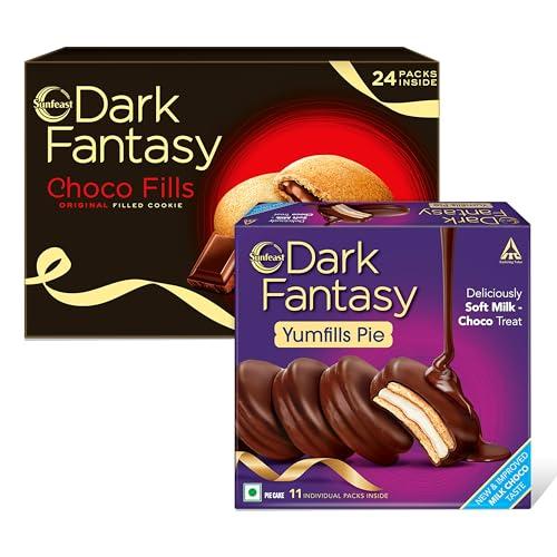 Sunfeast Dark Fantasy Sunfeast Dark Fantasy Choco Fills, 300Gm, Original Filled Cookies With Choco Crme & Yumfills, 253Gm, Rich Chocolate Pie Cake