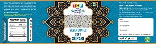 THE HERB PLANET THE HERB PLANETSilver Coated Supari 400 Grams Sweet Supari silver coated soft supari Digestive Mouth Freshener [Jar Pack]