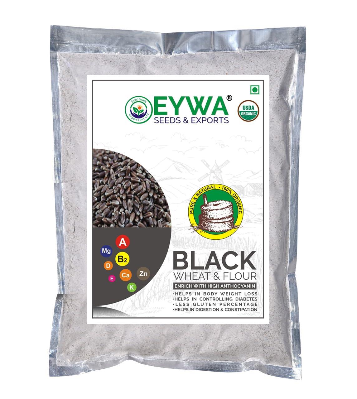 Eywa Seeds & Exports Pvt Ltd BLACK WHEAT FLOURS (1 KG) for eating and cooking | kale gehu ka atta | Produce of India from Organic Farms | BY EYWA