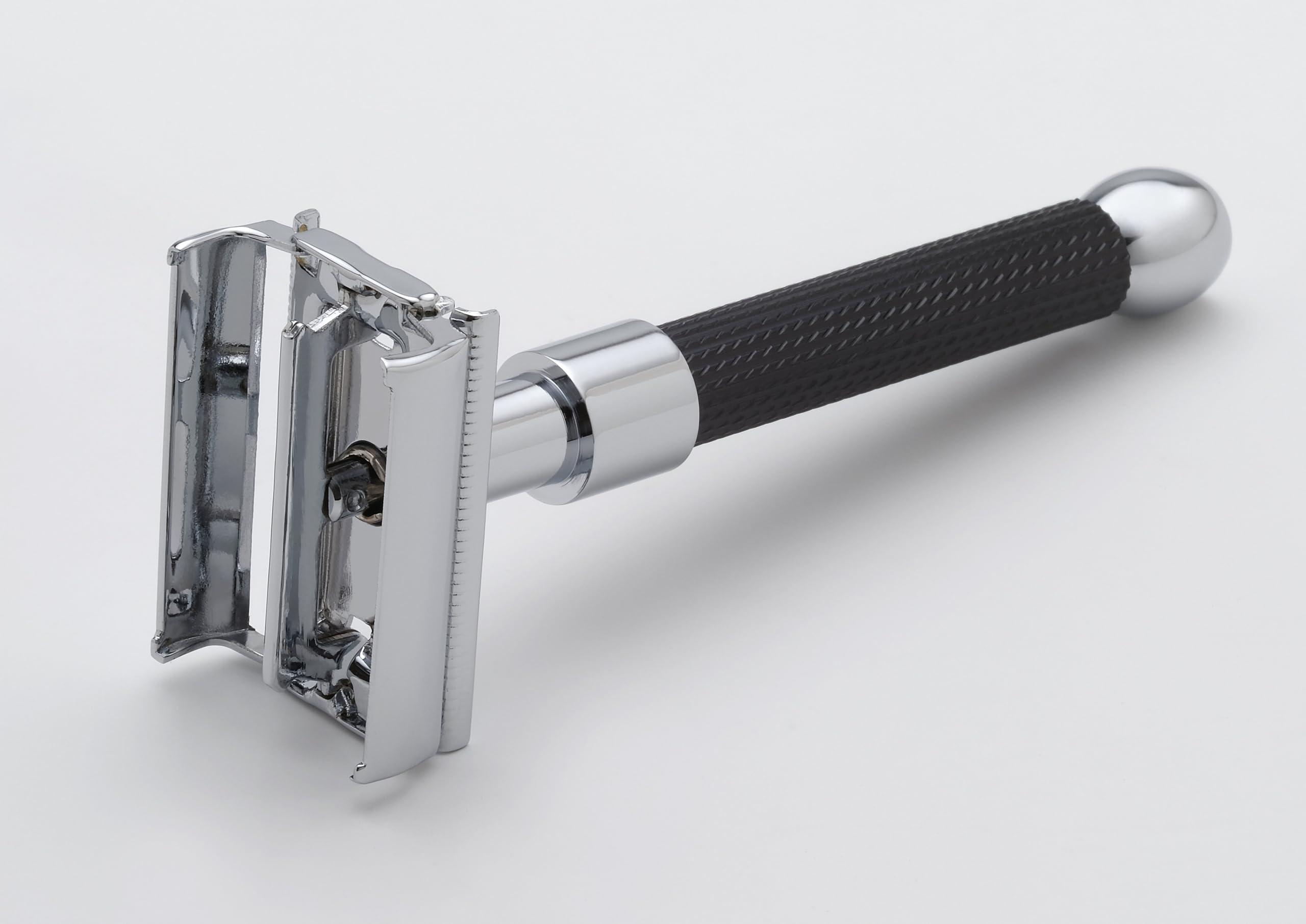 Pristine Pristine Shaving Double Edge Butterfly Safety Razor b 005 (Black-chrome) (Black)