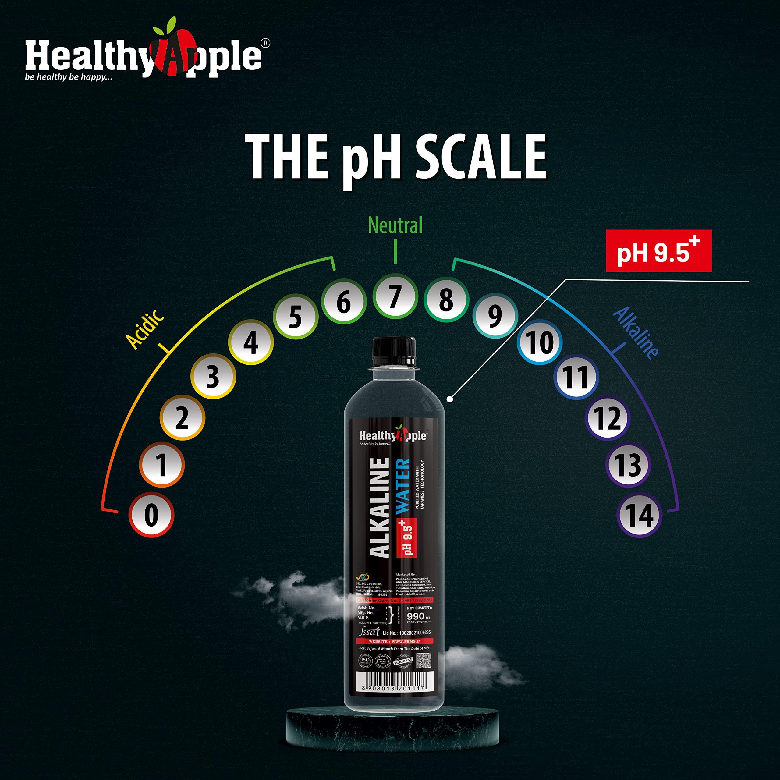 Healthy Apple Healthy Apple Nano-Filtered Ionized Alkaline Water with pH Up to 9.5 | High Mineral Content and Antioxidants 1000 ml (Non-Carbonated Water Based Beverage) (10)