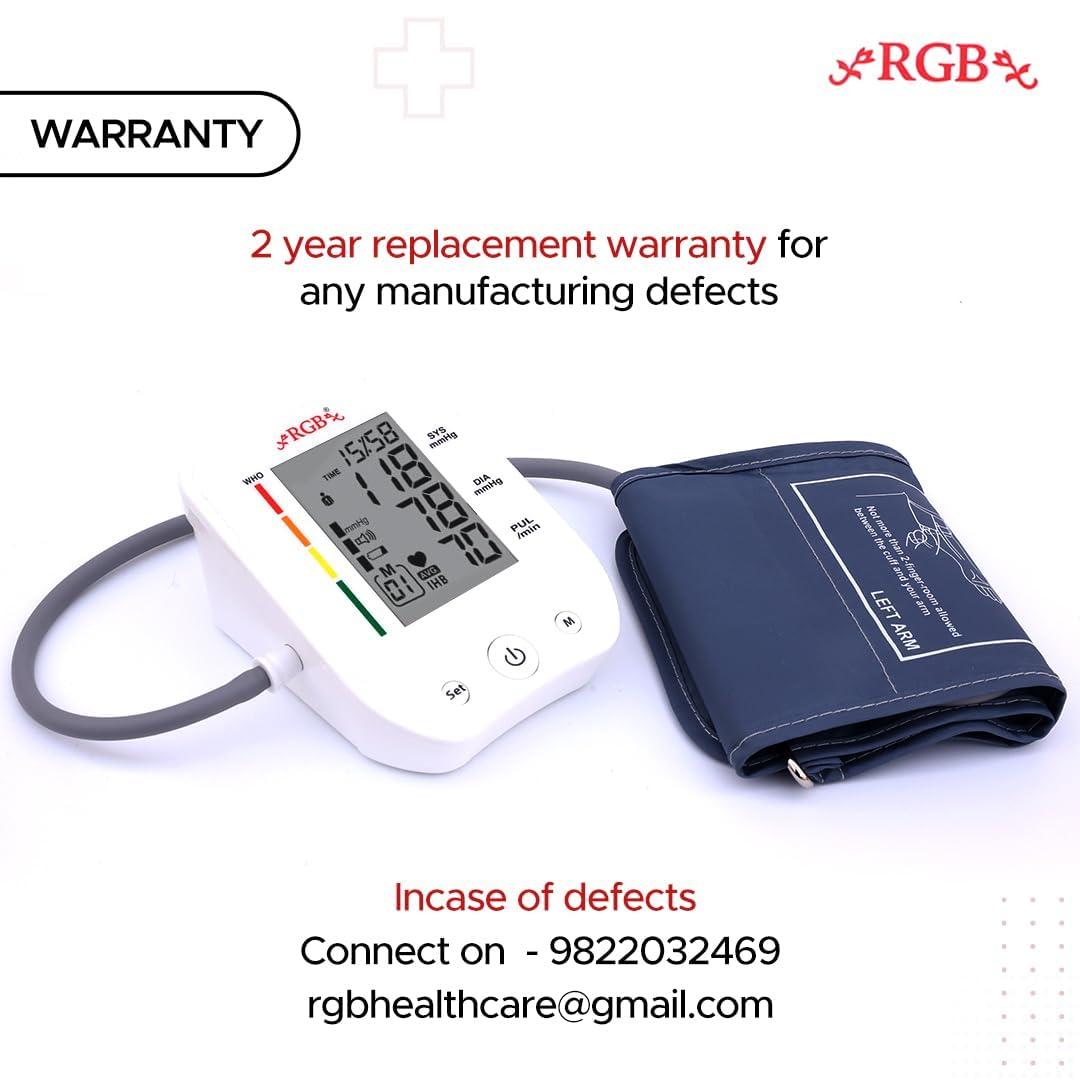 RGB RGB Digital BP Monitor Machine with C type USB Port BP Monitor, Automatic Oscillometric Digital Blood Pressure Monitoring Machine | Upper Arm Portable Digital BP Machine