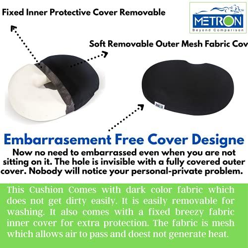 METRON METRON-Thick Donut Ring Cushion Pillow for Piles Hemorrhoid Coccyx Sciatic Nerve Pregnancy Tailbone Back Pain Fistula Prostate Post Natal Pain Relief Post Surgery Relief | Double Cover | Pack of 1