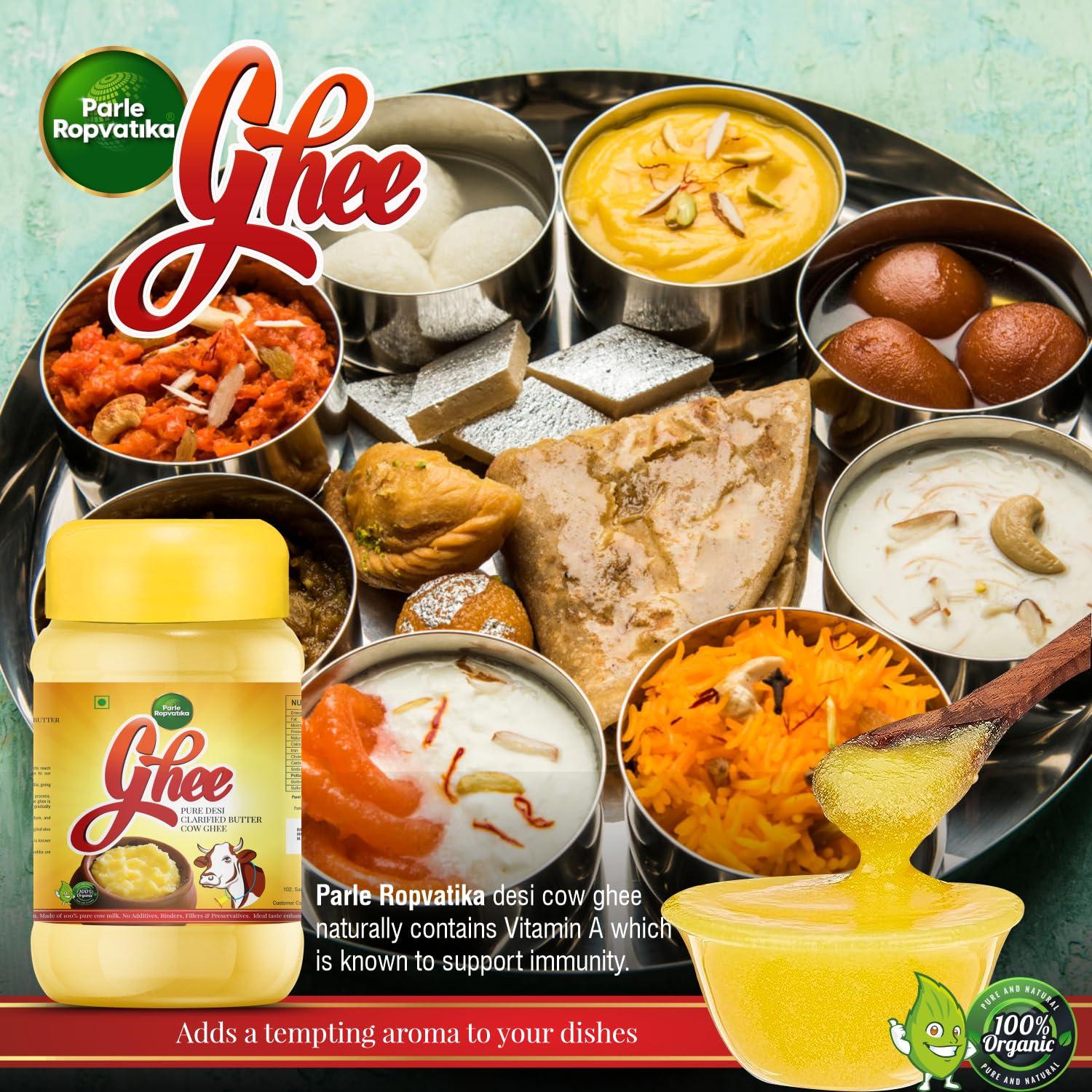 Parle Ropvatika Parle Ropvatika Pure Desi Cow Ghee 1 Liter Pack 2 (2 Liter) Clarified Butter - Desi Ghee with Rich Aroma (1 Liter x 2 (2 Liter))