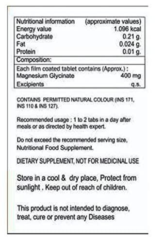 Healthy Paleo Healthy Paleo Magnesium Glycinate tablets for 100 days (50 tablets, Serving size-Half (1/2) Tablet/day) 100% Vegetarian that help maintain health, especially in your brain, heart, and muscles.