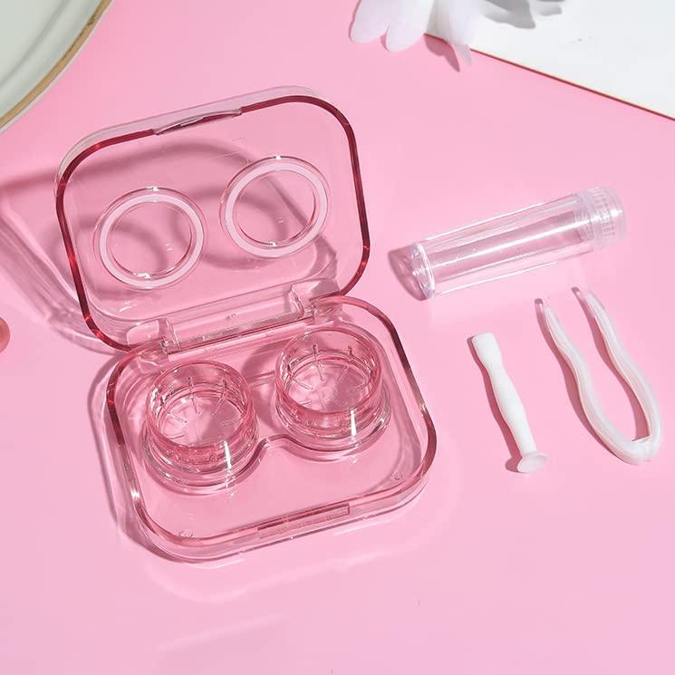 wolpin wolpin Plastic Travel Contact Lens Case Box Case See Through Leakproof, Potable Lens Box For Man And Women(Transparent, Pink)