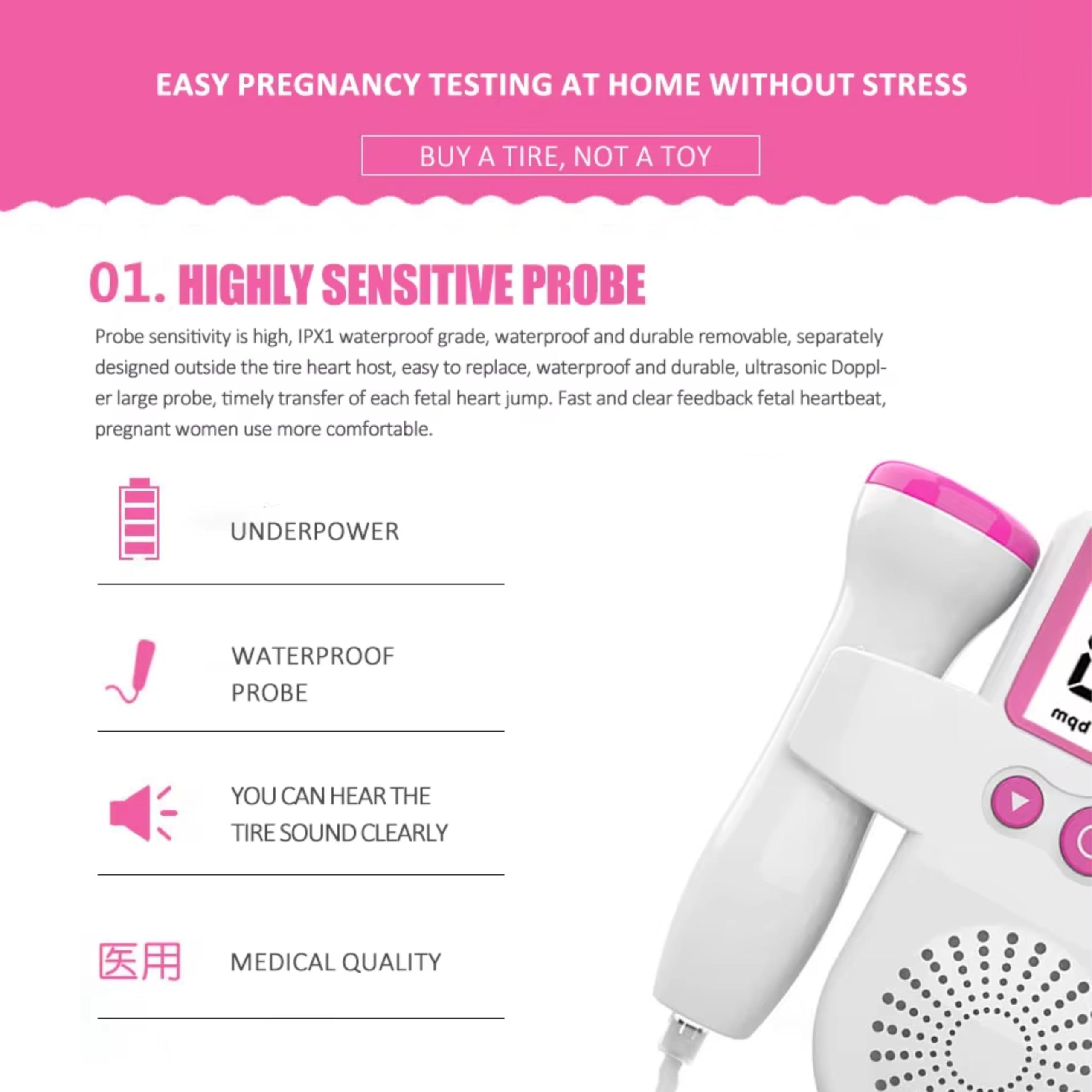 BALSON Balson Portable Rechageable Digital Mini Fetal Doppler Baby Heart Monitor Ultra Sound Device for Preganancy with Inbuild Speaker, Large Display Size, 250ml Ultra Sound Gel (Pink, 1 Piece)