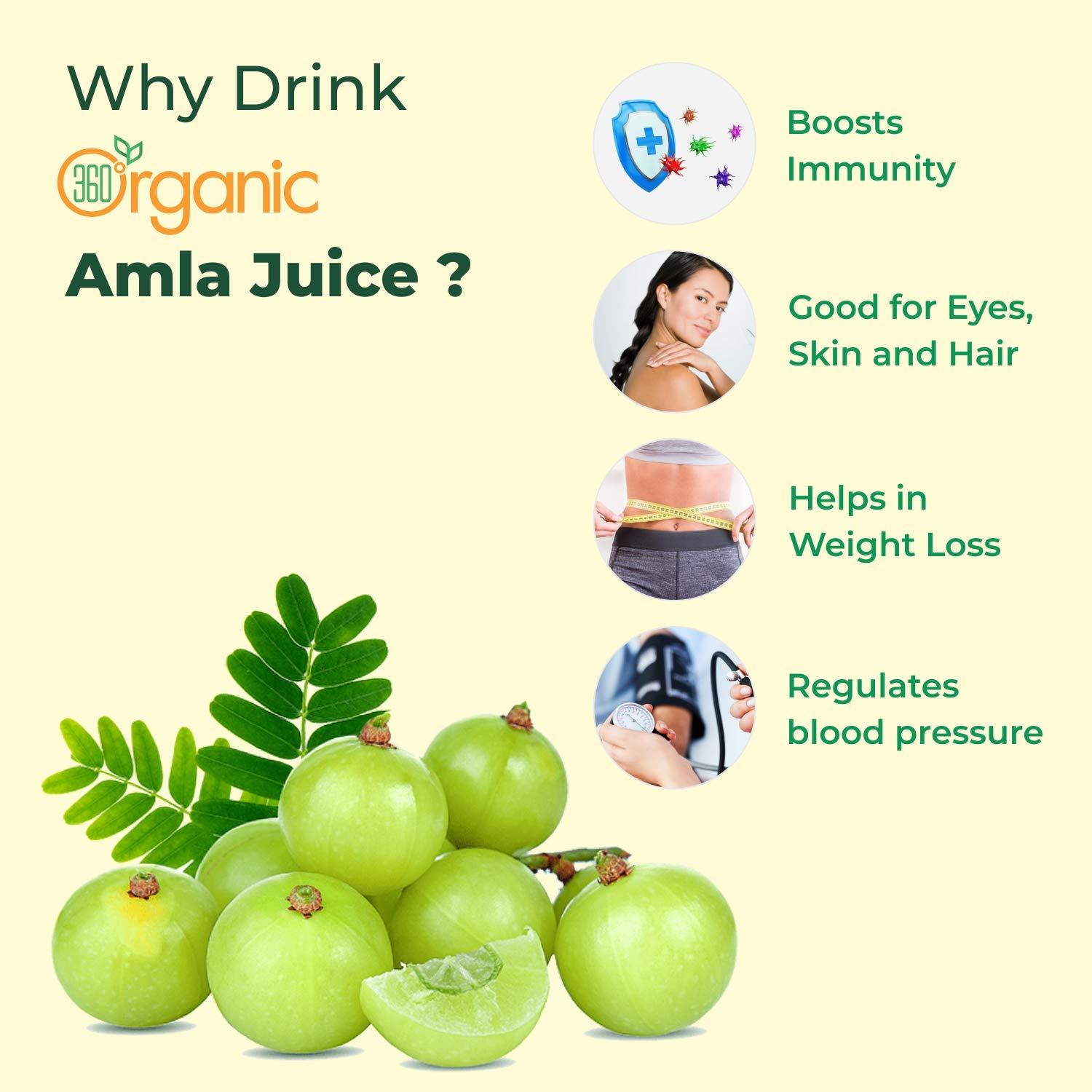 360 DEGREEORGANIC 360 DEGREEORGANIC Organic Amla Juice Natural Immunity Booster|Rich In Vitamin C|Digestion Booster-500 Ml(Pack 1)