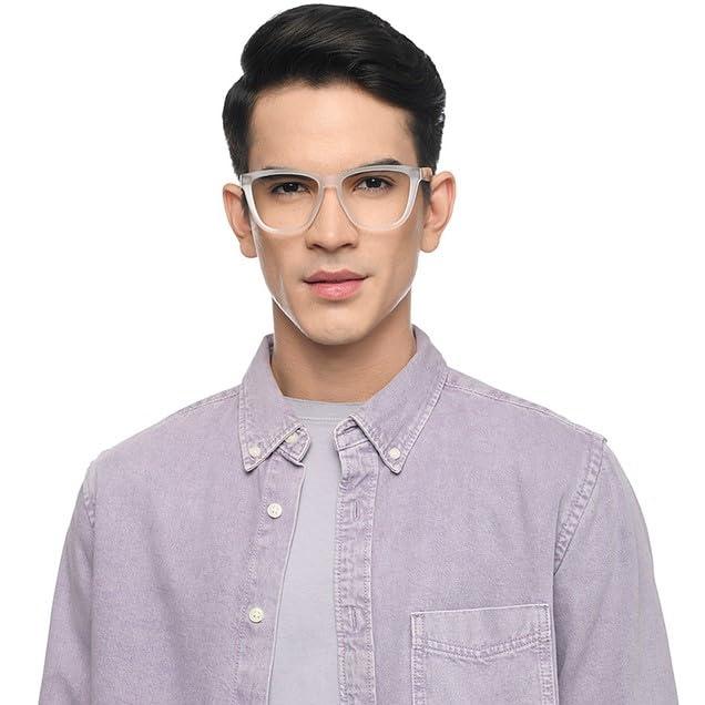 LENSKART BLU LENSKART BLU | Blue Billion Collection | Zero Power Blue Cut Computer Glasses | Anti Glare, Lightweight & Blocks Harmful Rays | UV Protection Specs | Transparent | Men & Women | Large | LB E16412