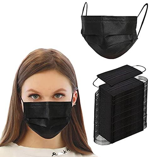 NNPCBT NNPCBT Nonwoven Fabric, Women 100Pcs 3 Ply Black Disposable Face Mask Filter Protection Face Masks