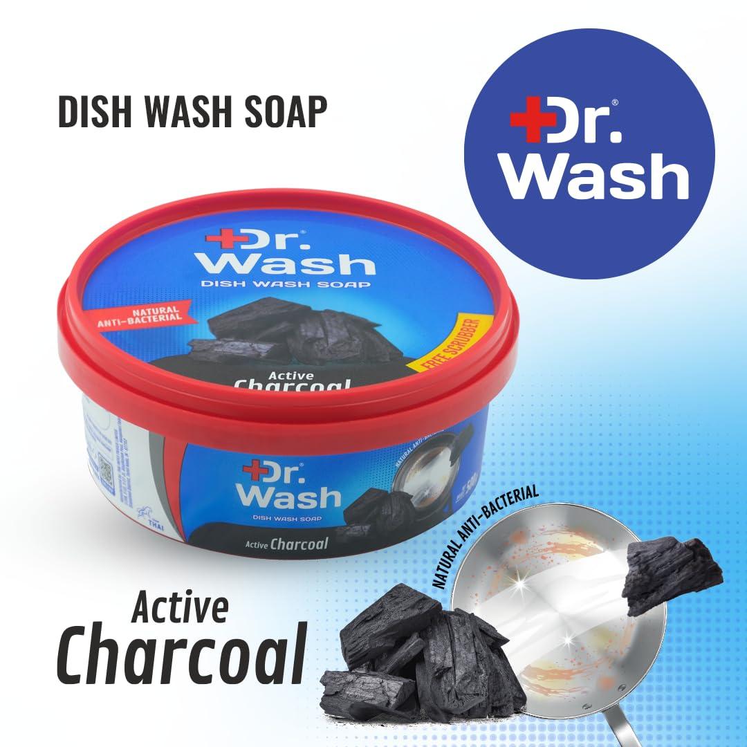 Dr.Wash DR WASH ACTIVE CHARCOAL DISH WASH SOAP WITH SCRUBBER- PACK OF 3