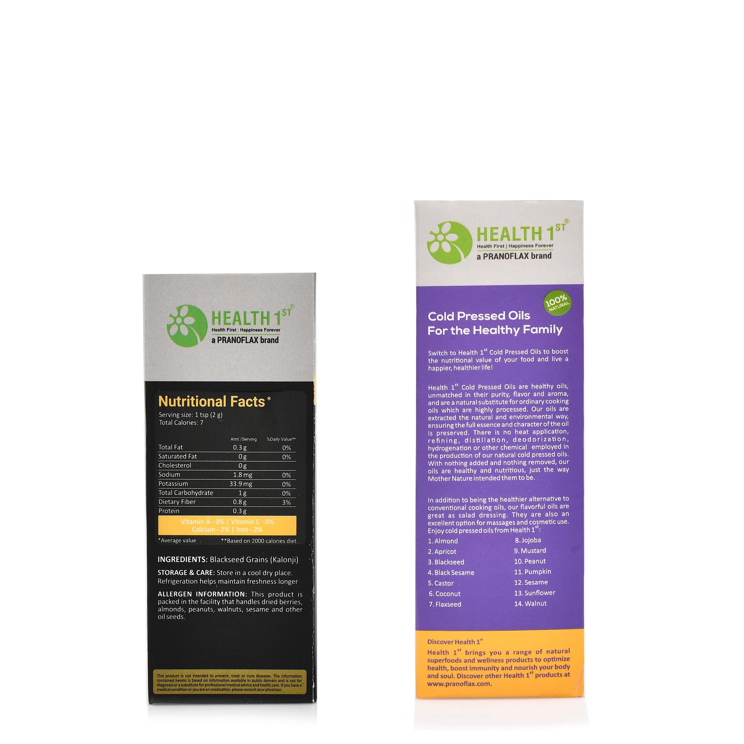 HEALTH 1st HEALTH 1st Whole Black Seed Grains (Kalonji), 150 Grams + Cold Pressed Flaxseed Oil, 200 ml Combo