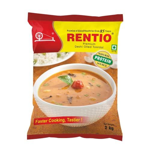 RENTIO Rentio Premium Desi Toor Dal | Oiled Toor Dal | Arhar Dal 2kg Pantry | Oily Toor Dal