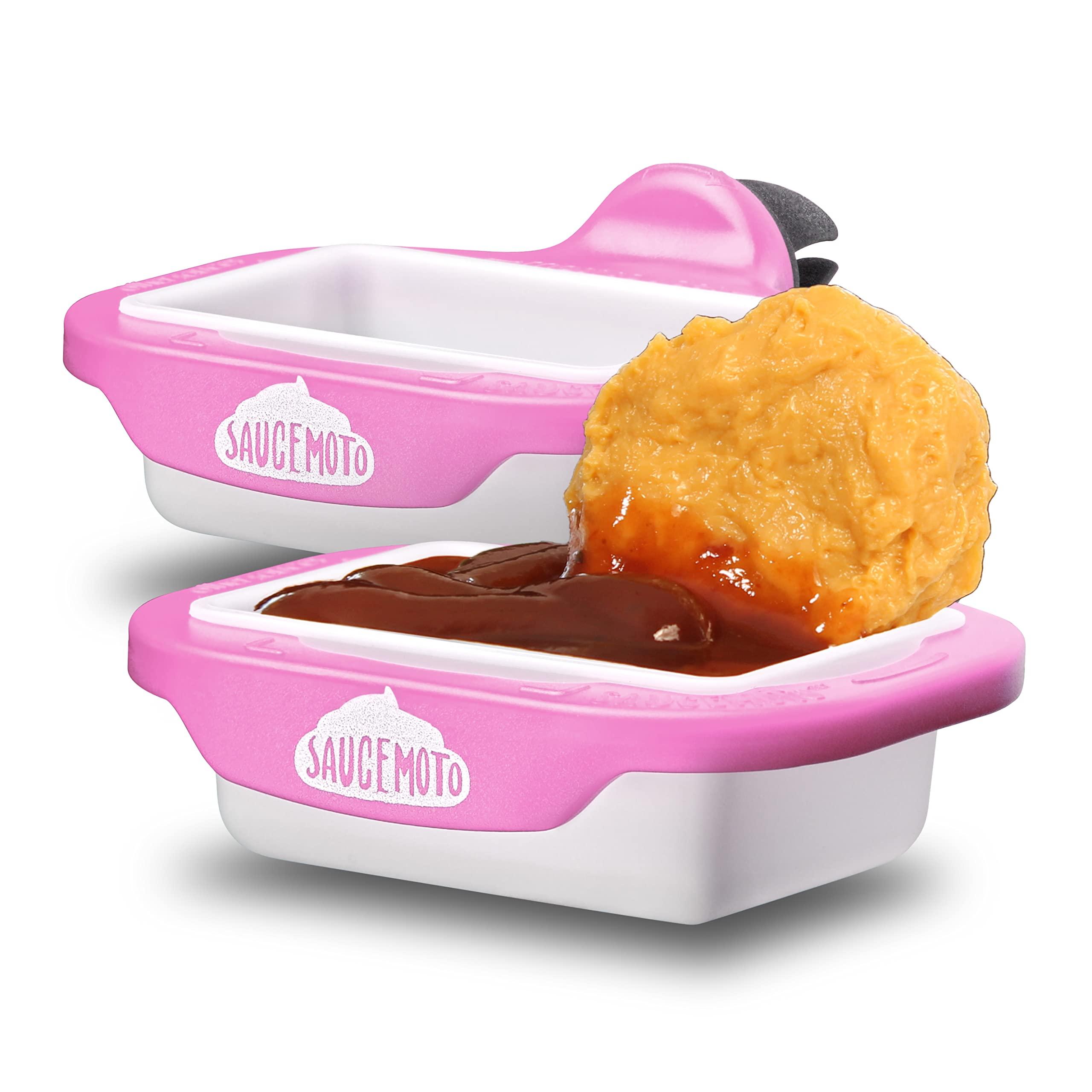 Saucemoto Saucemoto Dip Clip | An in-car sauce holder for ketchup and dipping sauces. As seen on Shark Tank (2 Pack, Barbie-Q-Pink)