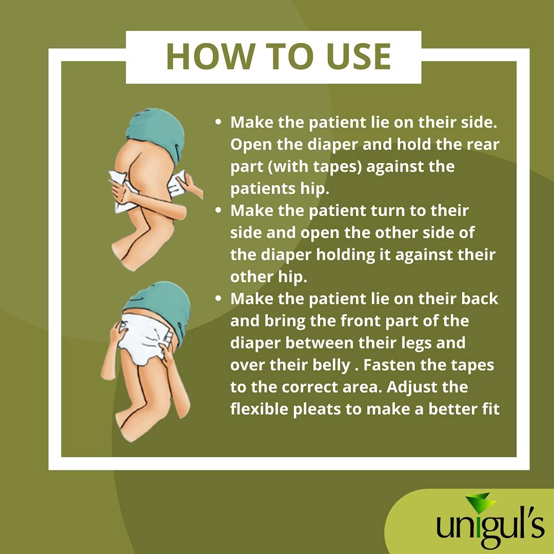 UNIGUL\'S Unigul\'s UltraPremium adult diapers tape style unisex adult diapers for incontinence protection in old age. high absorbency and best comfort throughout the day (medium)