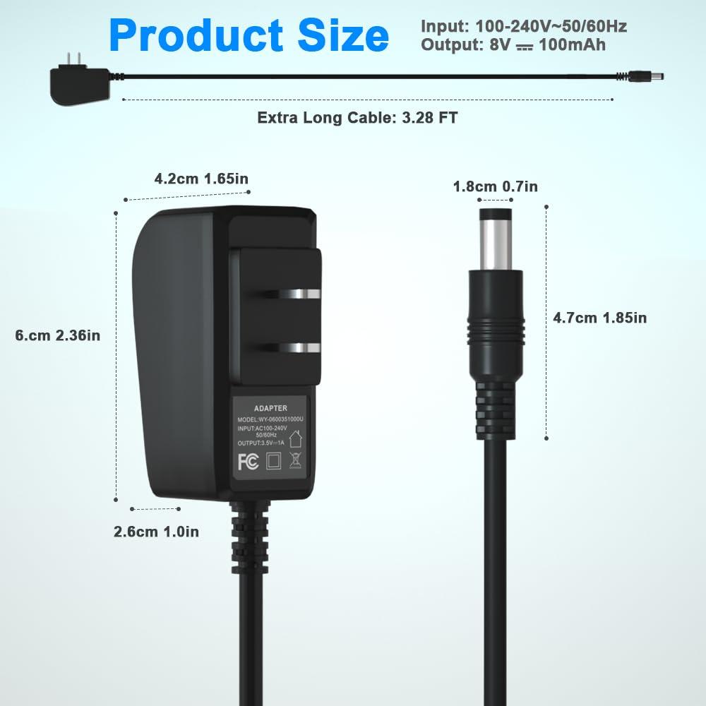 HYGAMOCC 8V 100mA Quick Charger for Philips Norelco HQ840 Multigroom Series MG3750 MG3750/50 MG3750/10 MG3750/60 MG3760 MG3760/50 Trimmer Adapter Power Supply Cord for Philips