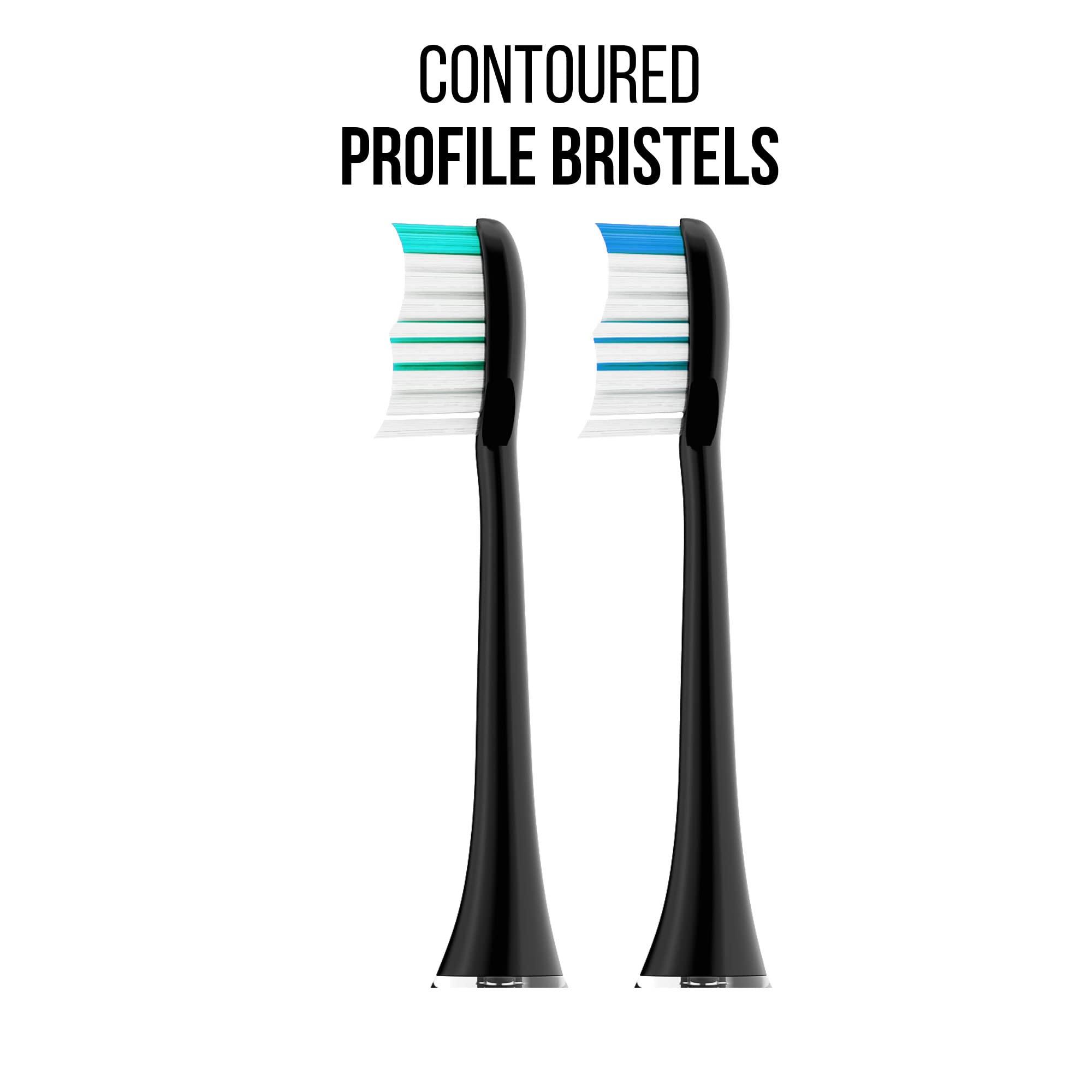 Acteh JetWave Sonic Toothbrush Replacment Brush Heads (2 Black Brush Heads)