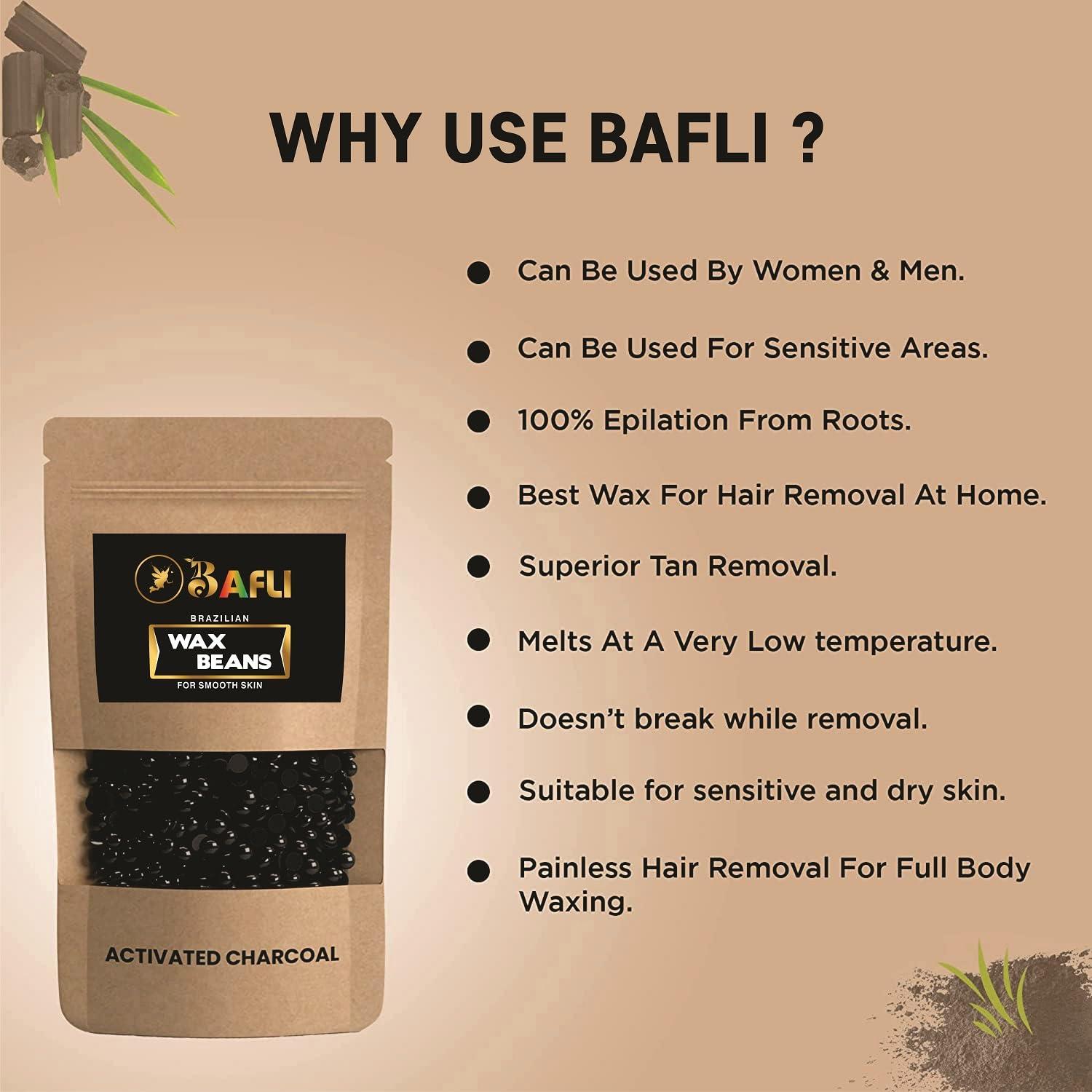 BAFLI BAFLI Activated Charcoal Hard Wax Beans Depilatory Wax (200gm, Black)