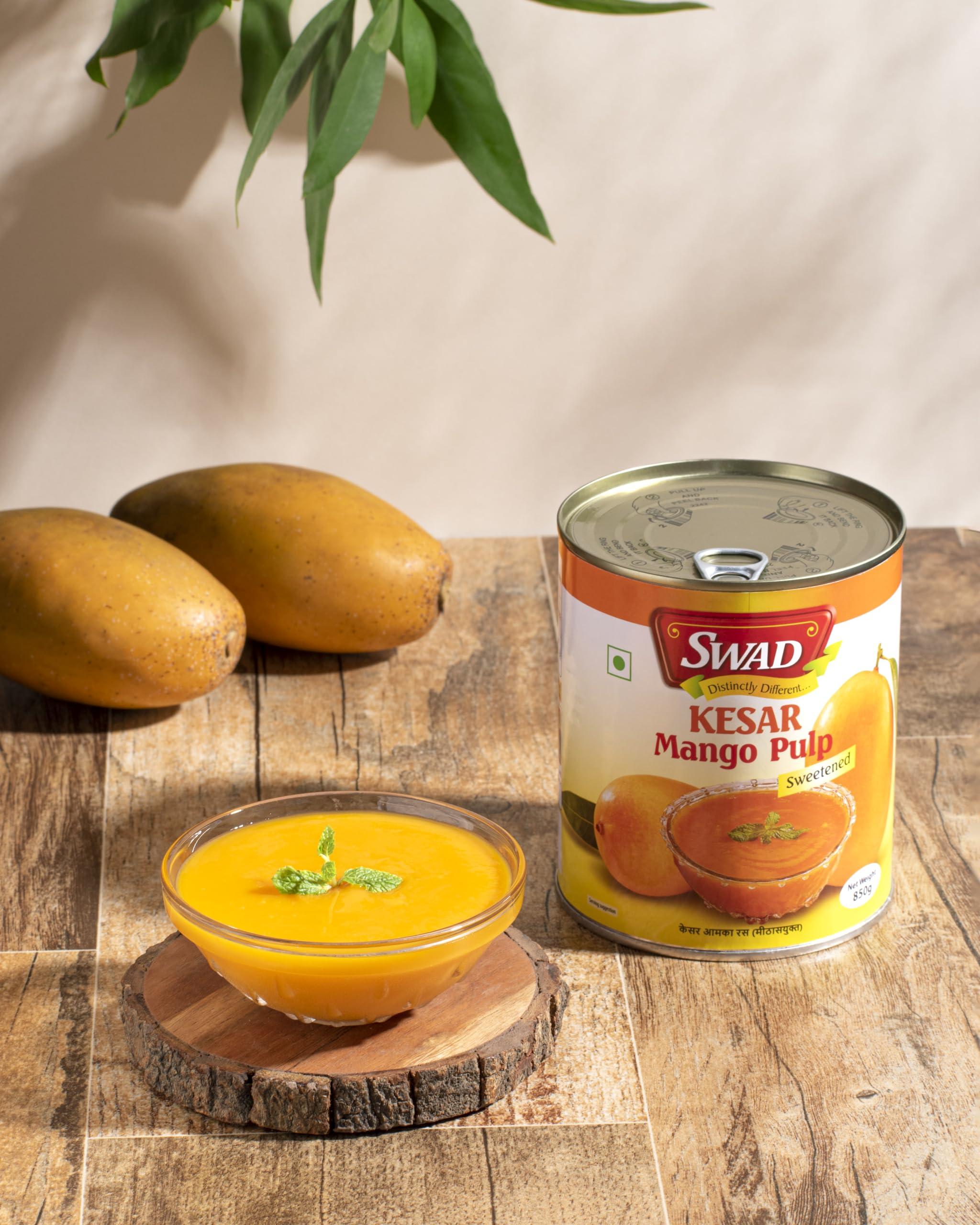 Swad Swad Kesar Mango Pulp Sweetened, 850g