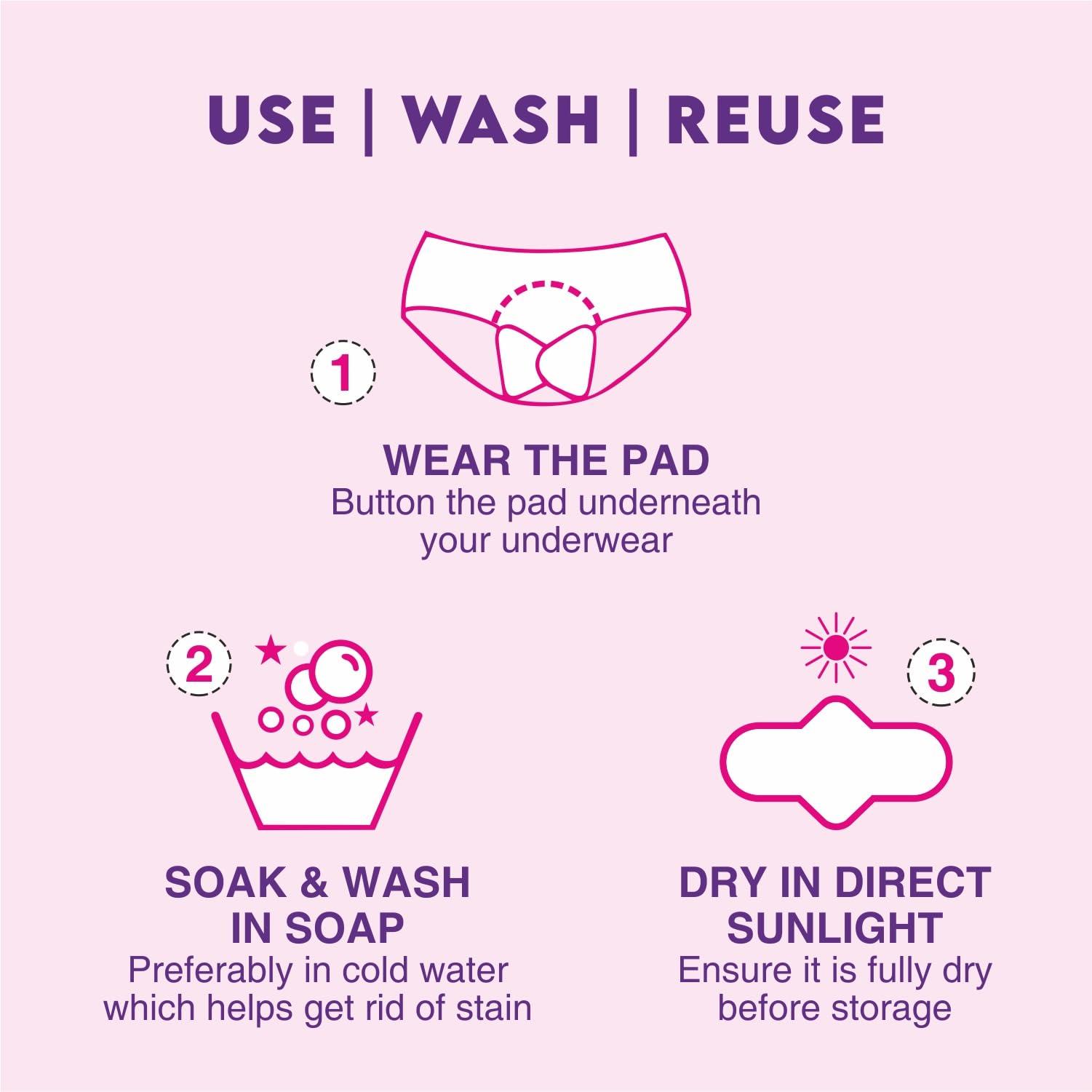 Re:Pad Re pad Reusable Cloth Sanitary for Women Overnight Cloth Washable Super-Absorbent, Soft and Comfortable 3 Super Maxi pads in (Blue) Sanitary Pad (Pack of 3) |Lasts Up To 1 .5 Years