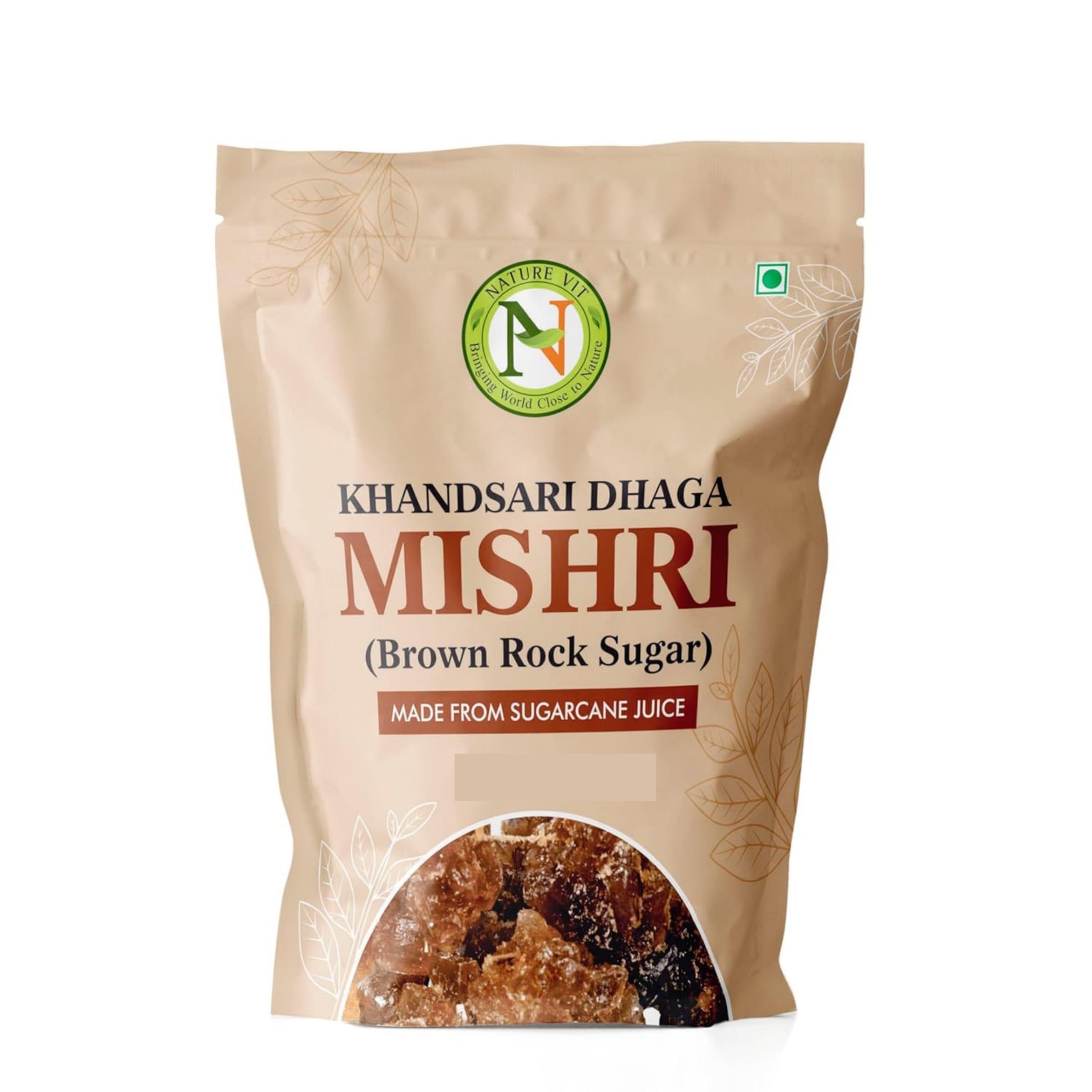 Nature Vit Nature Vit Khandsari Dhaga Mishri(200G)|Thread Mishri|Brown Mishri Dhage Wali|Mishri Crystal|Pure Mishri Sugar Candy|Rock Sugar Crystal|Dhage Wali Mishri|Unrefined Brown Sugar Crystal