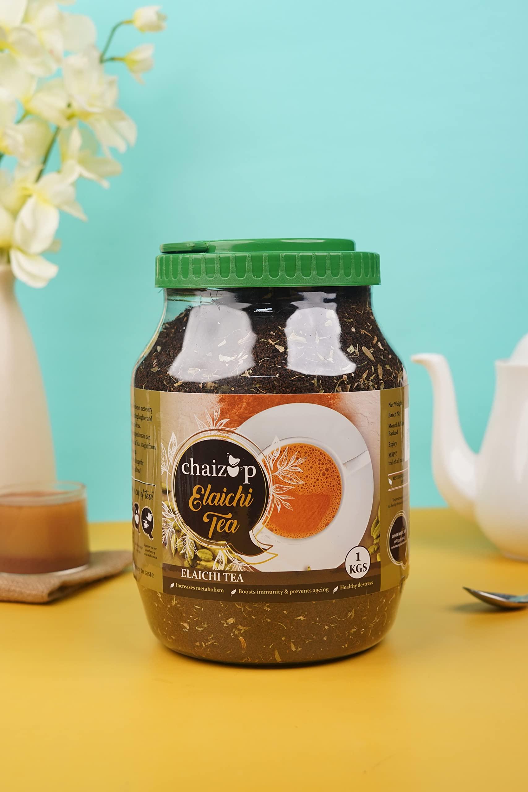 CHAIZUP Chaizup Premium Elaichi Loose Leaves Tea 1Kg, Ctc Cardamom Flavored Indian Tea, Rich And Strong Ctc Tea