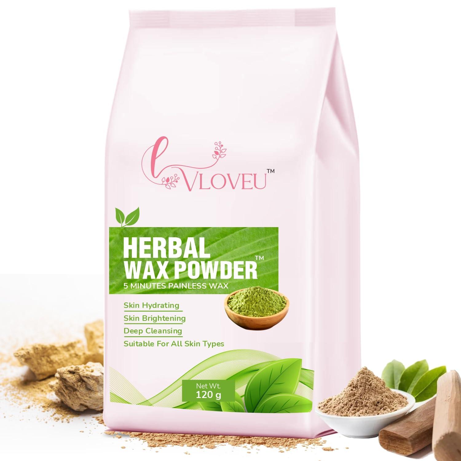 VLOVEU VLOVEU - Herbal Wax Powder for Hair Removal - 120g | 5 Minutes Painless Facial Hair Removal Powder for Women | Natural Face Hair Remover, Bikini, Legs, And Underarms Wax Powder - Pack of 1