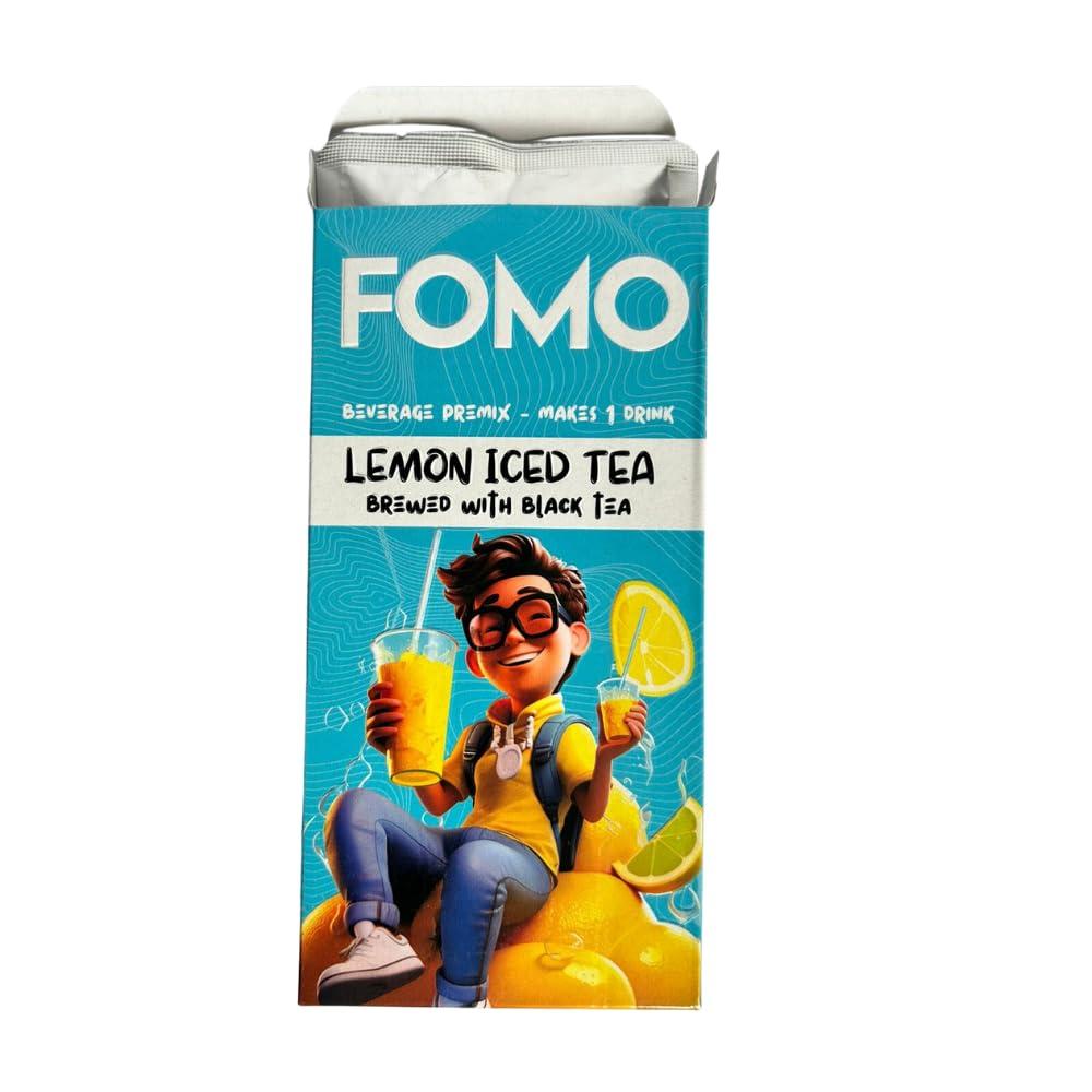 FOMO FOMO Lemon Iced Tea Premix | Pack of 10 | Liquid Premix Pouches | Makes 10 Large Drinks | Zero Refined Sugar | Real Brewed | All Natural| No Preservatives