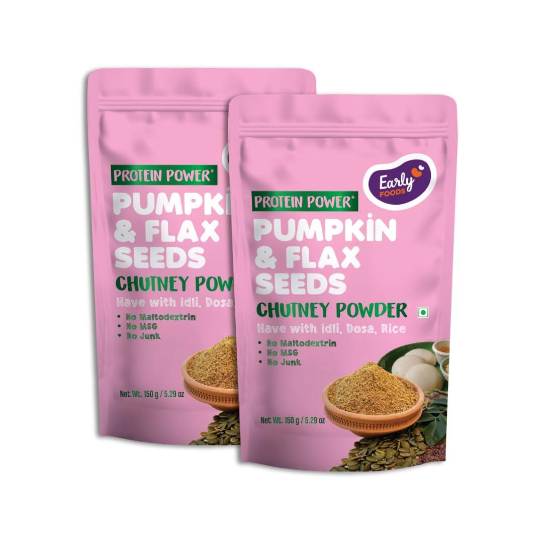 Early Foods Early Foods - Pack of 2 Pumpkin Seeds and Flax Seeds Chutney Powder | Instant Chutney Podi | Idli Dosa ChutneyPodi150g