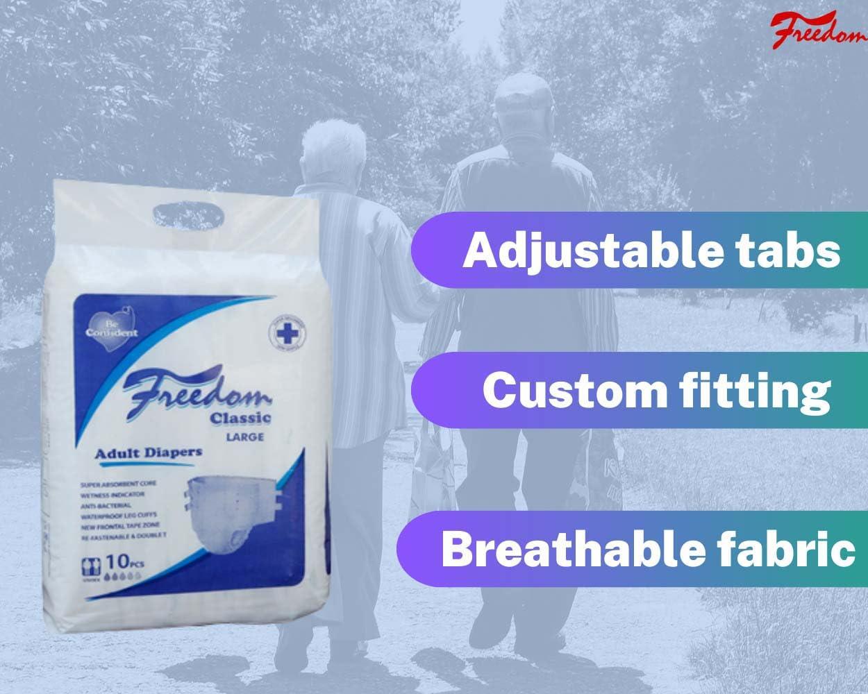 UNIGUL\'S Freedom Classic Adult Diapers - Comfortable, Reliable, and Discreet Incontinence Protection with Superior Absorbency and Odor Control (M)