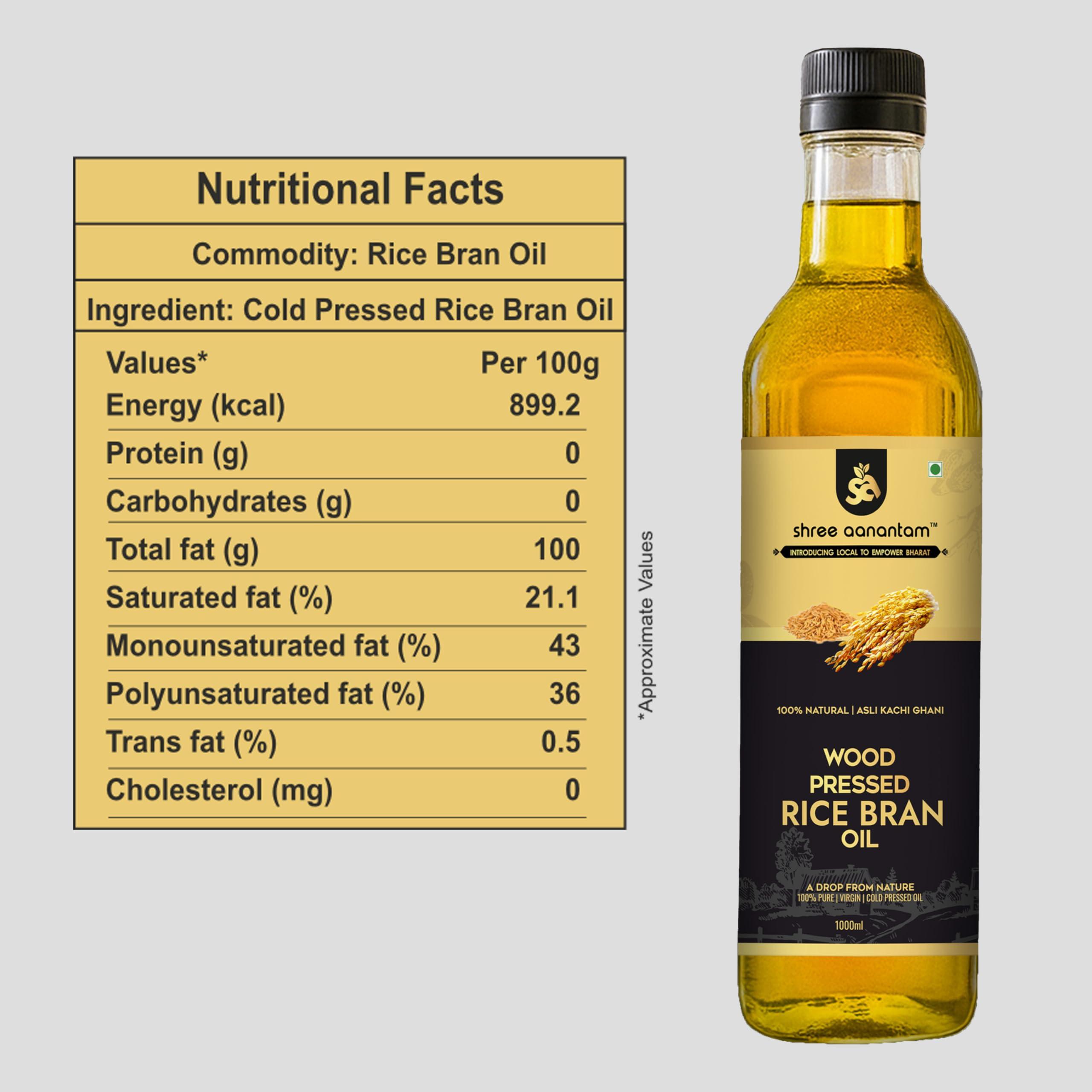 Shree Aanantam Shree Aanantam Cold Pressed Rice Bran Oil - 5 Litre | Bottle | Kolhu/Kacchi Ghani/Chekku | 100% Pure & Natural | Chemical-Free | Wood Pressed Rice Bran Oil for Cooking (5L (Pack of 1))