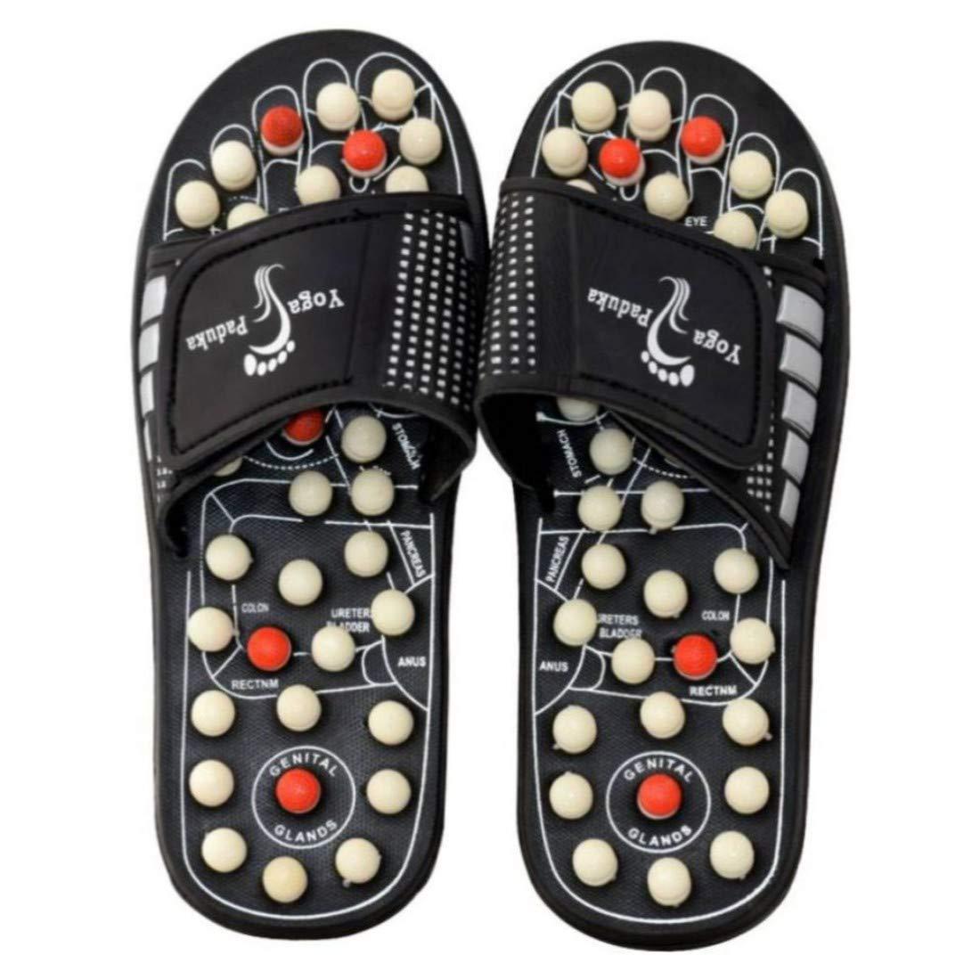 KUZUKI KUZUKI Spring Acupressure Magnetic Therapy Sandals,Yoga Paduka Acupressure Foot Relaxer (Black)