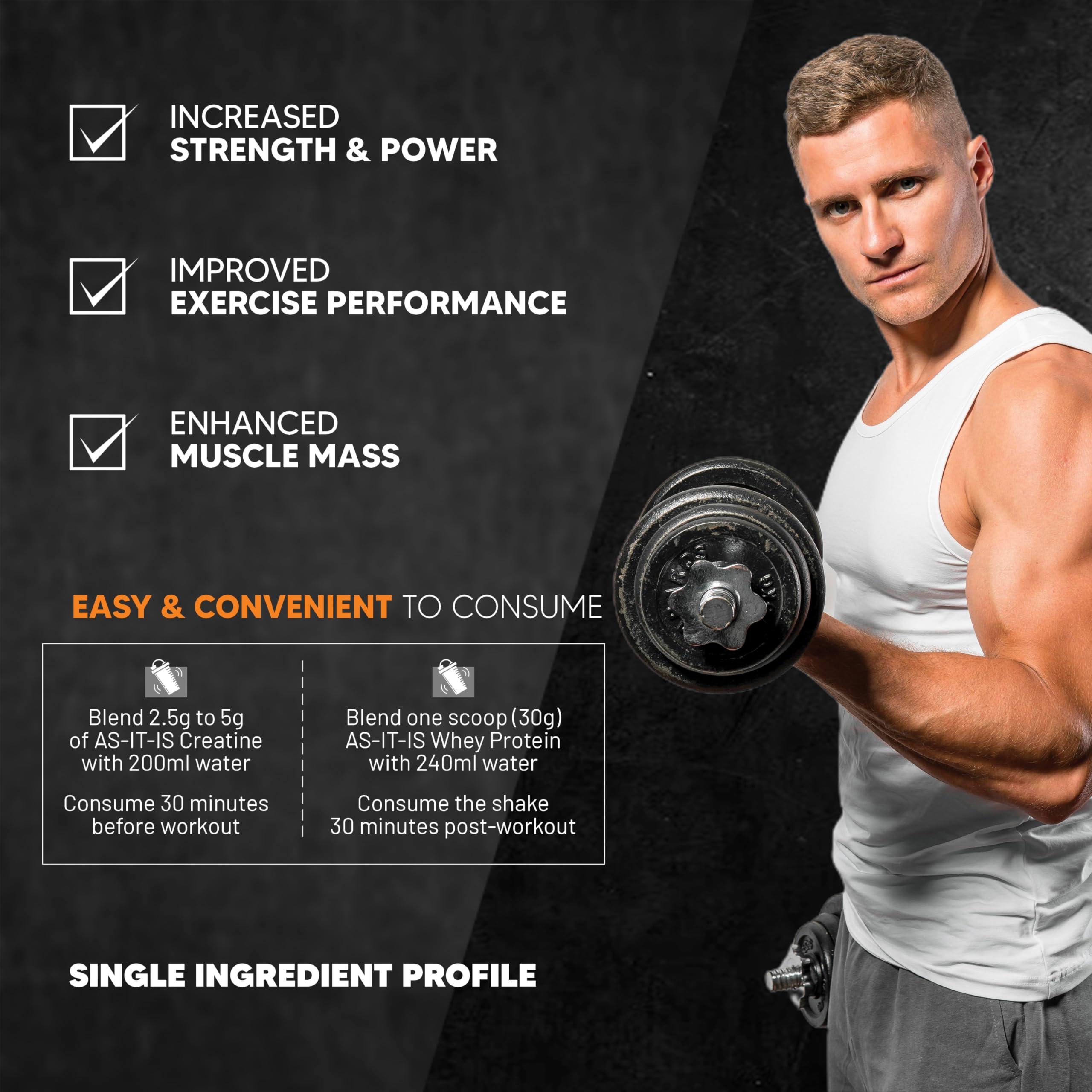 Asitis Nutrition AS-IT-IS Nutrition Whey Protein Concentrate 80% Unflavoured, Labdoor Certified (Whey protein Concentrate 1kg + Creatine 100gms) | Combo pack