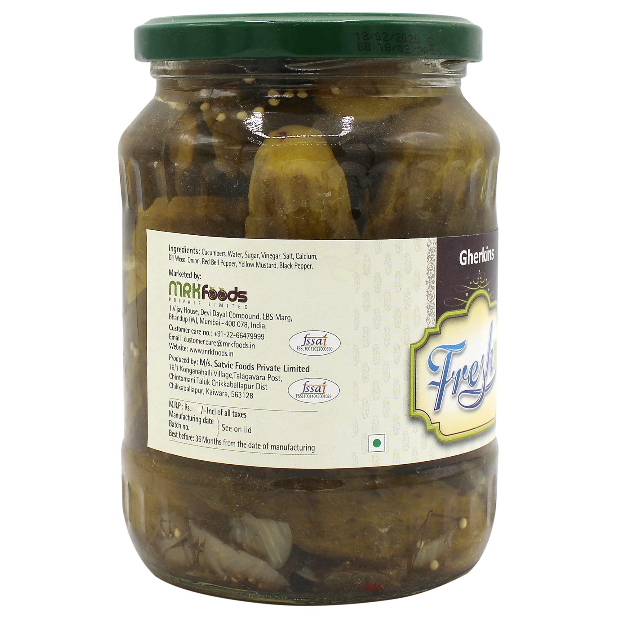 Freshos Freshos Gherkins, Green & White, Medium, Gharkins, 680 g