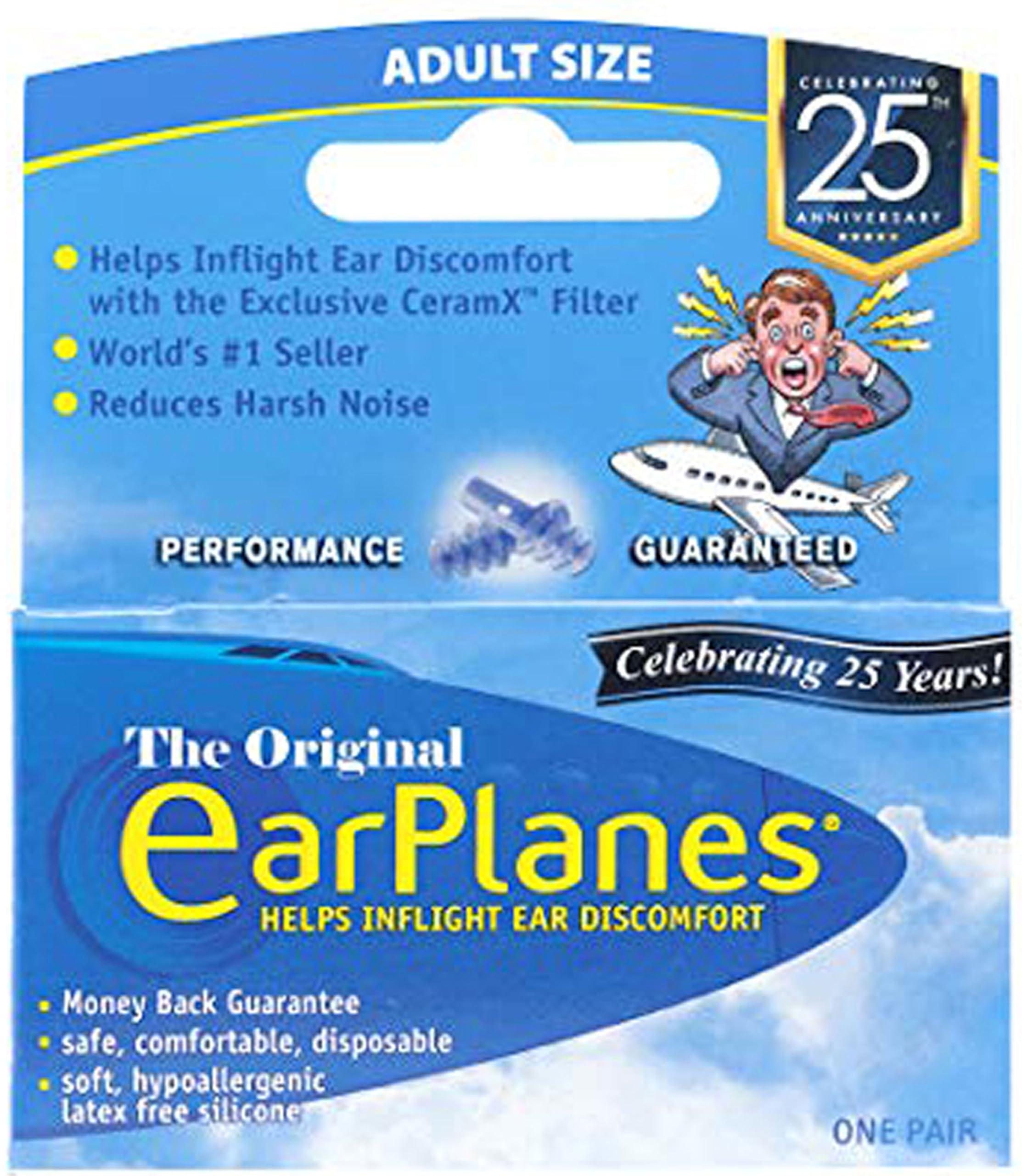 James HealthPlus James EarPlanes Earplugs Airplane Travel Ear Protection, PREVENT IN-FLIGHT EAR DISCOMFORT, EarPlanes the original pressure preventing earplug for both Kids and adults (Adult 1 Pair)