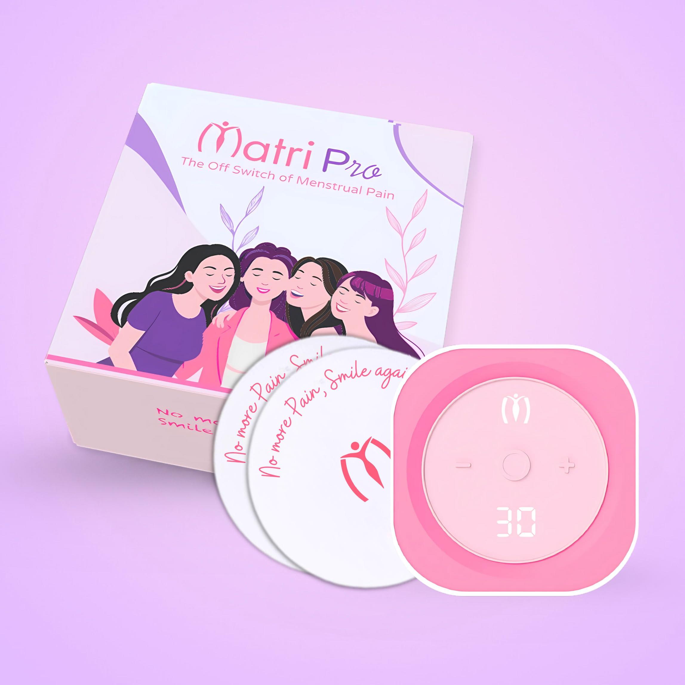 Matri Matri Period Pain Relief Device - Advanced TENS Technology for Instant Menstrual Pain Relief, Wearable & Drug-Free Cramp Relief, Rechargeable & Non-Invasive, Portable Solution for Womens Comfort, 18-Month Warranty, As Seen on Shark Tank