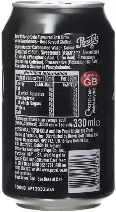 Generic Pepsi Max Cherry Flavor Maximum Taste No Sugar Added 330ml (Pack Of 3) USA