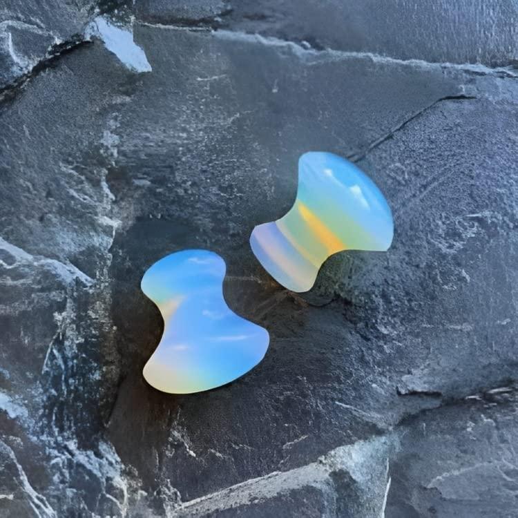 Generic SS Murti 100% Pure Opalite Crystal Stone Mushroom Gua Sha Stone/Tool Face Massaging Tool With Box | Certified Opalite Gua Sha for Face Massage, Toning, Sculpting and Shaping