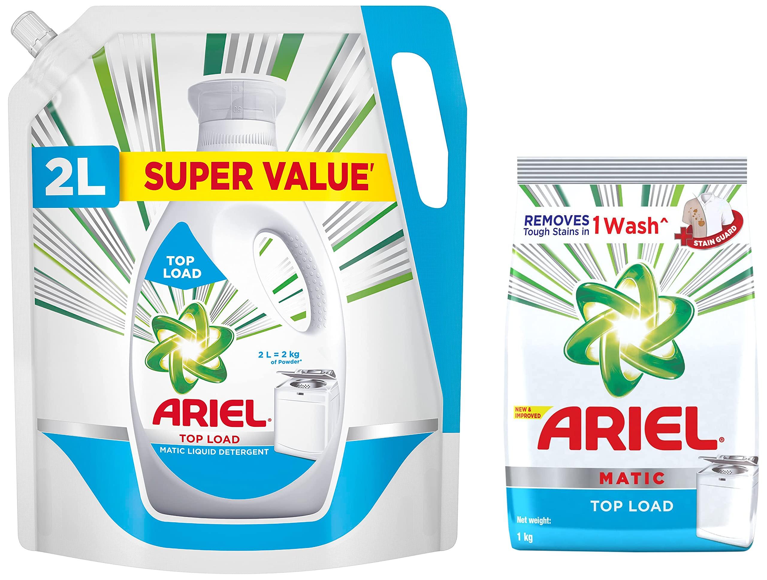 Ariel Ariel Matic Liquid Detergent Top Load Refill Pouch, 2 Litre & Ariel Matic Top Load Detergent Washing Powder - 1 kg