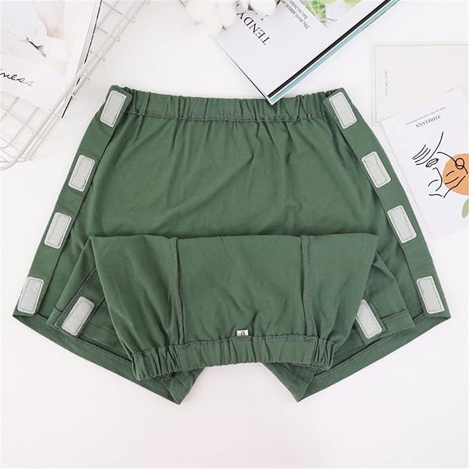 RADIONICS Reusable Cotton Incontinence Briefs, Snap-On Underwear Trousers, Washable Adult Shorts for Men, Green, 3XL
