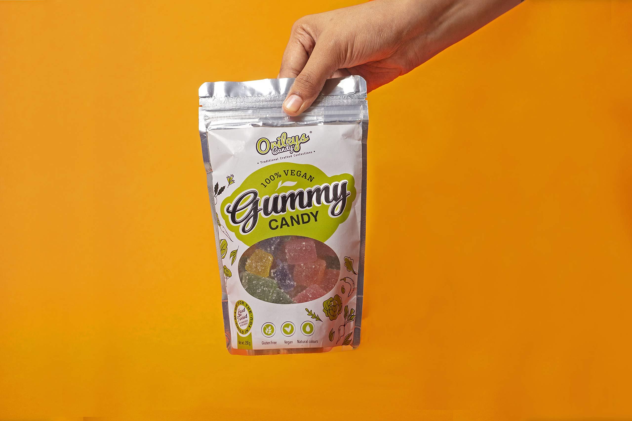 ORILEYS CANDY TRADITIONAL CRAFTED CONFECTIONS Orileys Vegan Gummy Candy - Yummy Fruit Flavour Cubes - 100% Natural Colours No Preservatives - 250g Pack