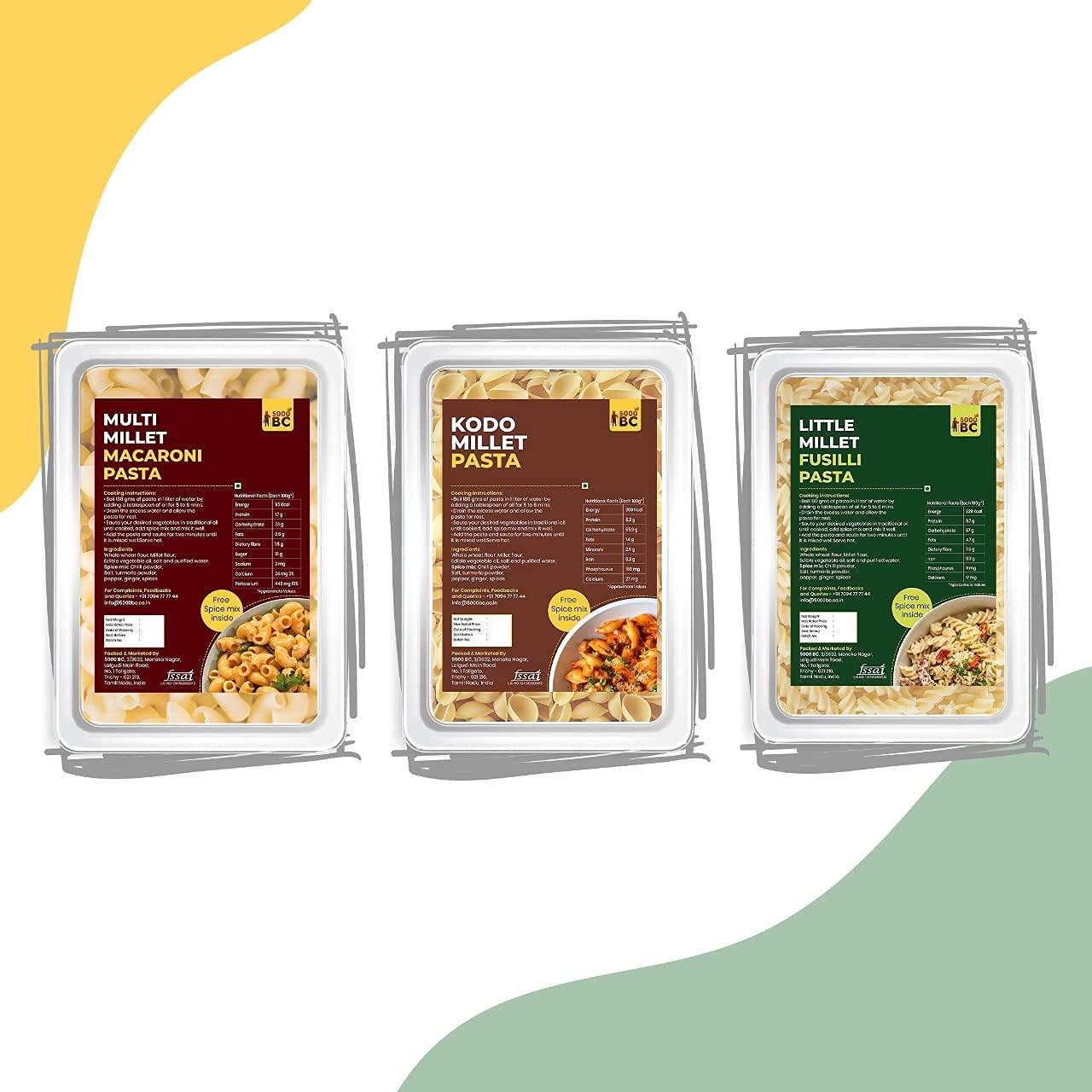 B&B Organics 5000 BC Little Millet Pasta (180g Pack of 2)/ Saamai pasta/Natural and Preservative Free/Zero Additives