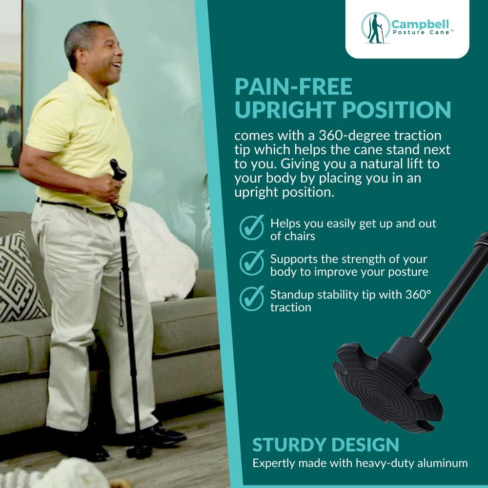 Posture Cane Campbell Posture Cane Foldable Walking Cane for Men and Women - FSA/HSA Eligible - Editorial Recommended