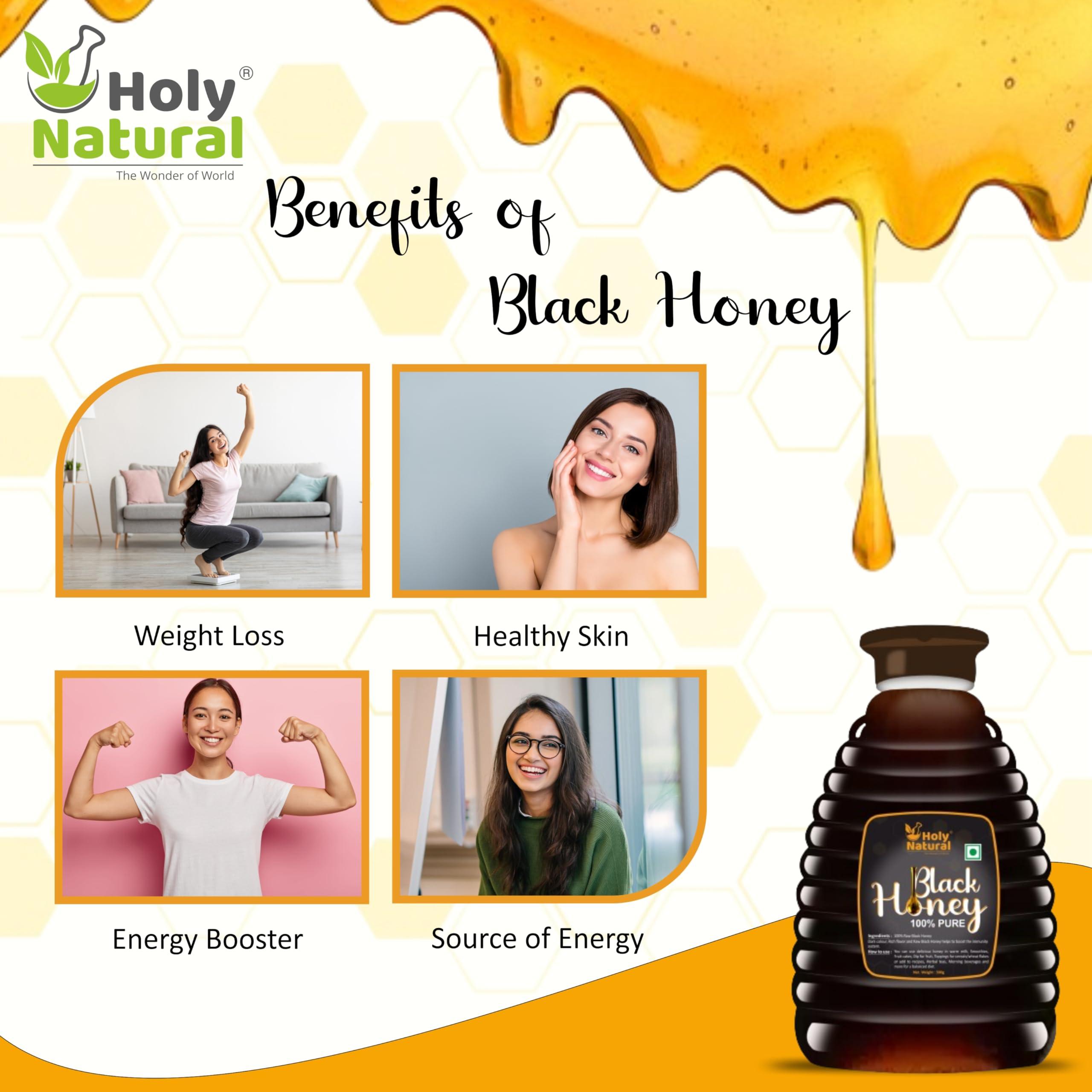Holy Natural - The Wonder of World Holy Natural Black Honey (500 gm) | Pure & Natural | No Added Sugar & Color | Energy & Immunity Booster
