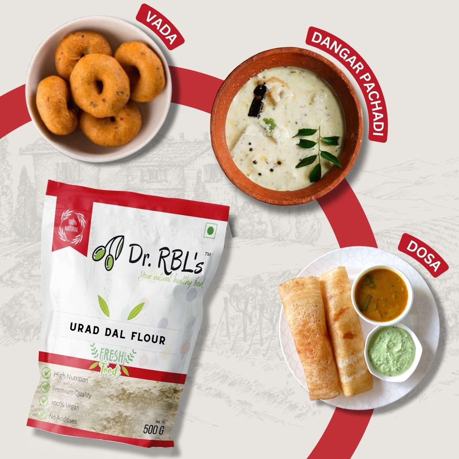 Dr. RBL's Dr. RBL's 100% Fresh and Natural Urad Dal Flour | Urad Dal Atta/Black Gram Flour| Nutritious and Healthy for Cooking and Baking | Pack of 4, 500g each