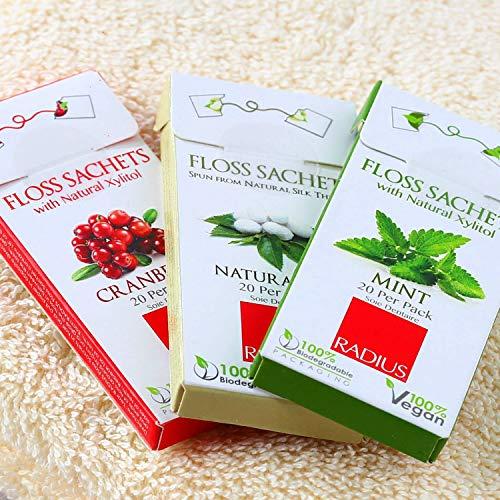 RADIUS RADIUS Vegan Floss Sachets with Natural Xylitol, Cranberry, 20 Count