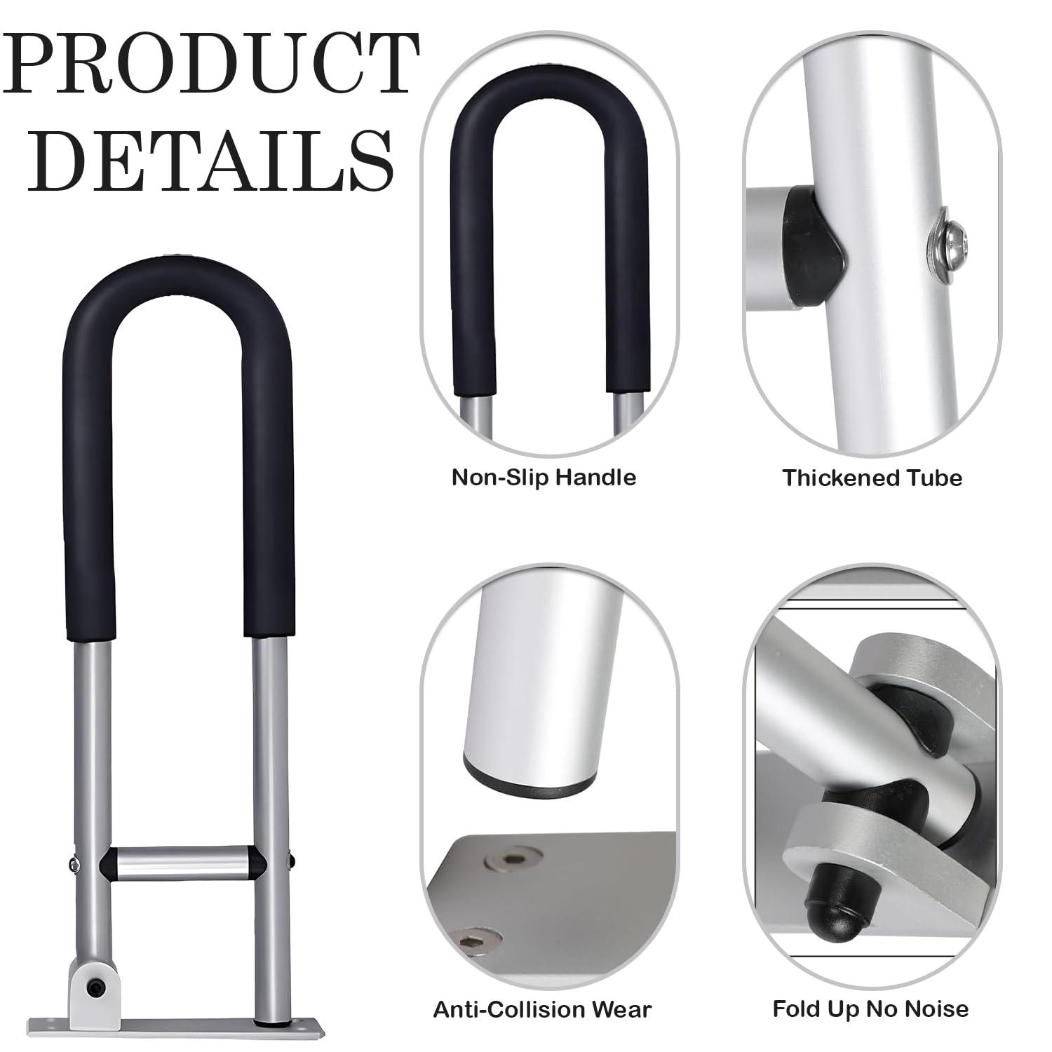 MOMISY MOMISY Wall Mounted Flip up/Folding Aluminum Grab Bar Rails 23.6 Inch Toilet Handrails Bathroom Safety Bar Hand Support for Senior Citizen Injured and Handicapped (1)