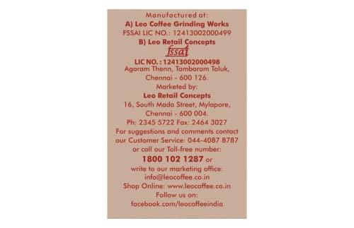 LEO COFFEE Leo Coffee Special Peaberry, Freshly Ground Filter Coffee Powder, 250g, Pack of 4 (Whole Bean)